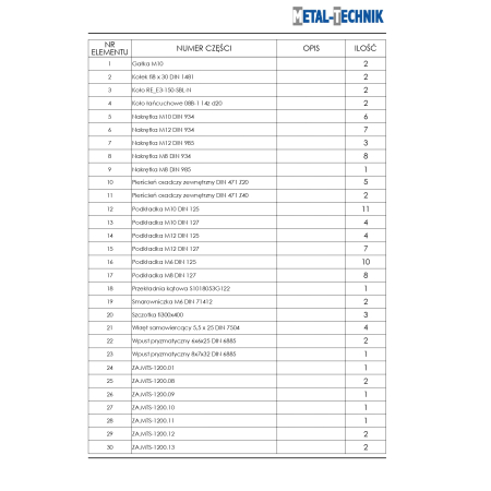 Części zamienne - Zamiatarka MTS